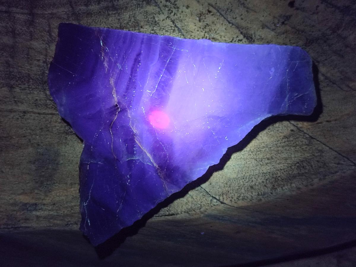 Polished On One Side Watermelon Fluorite Specimens x 3 From Uis, Namibia