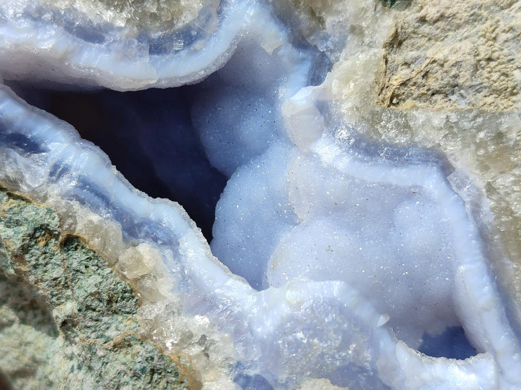 Natural Blue Lace Agate Geode Specimens x 3 From Nsanje, Malawi