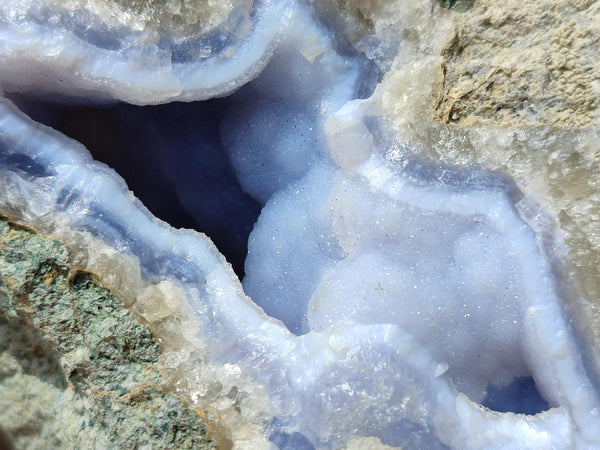 Natural Blue Lace Agate Geode Specimens x 3 From Nsanje, Malawi
