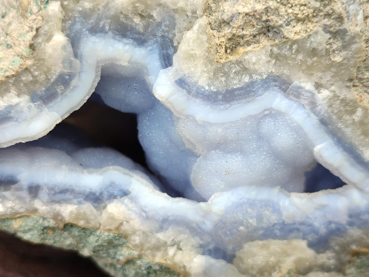 Natural Blue Lace Agate Geode Specimens x 3 From Nsanje, Malawi