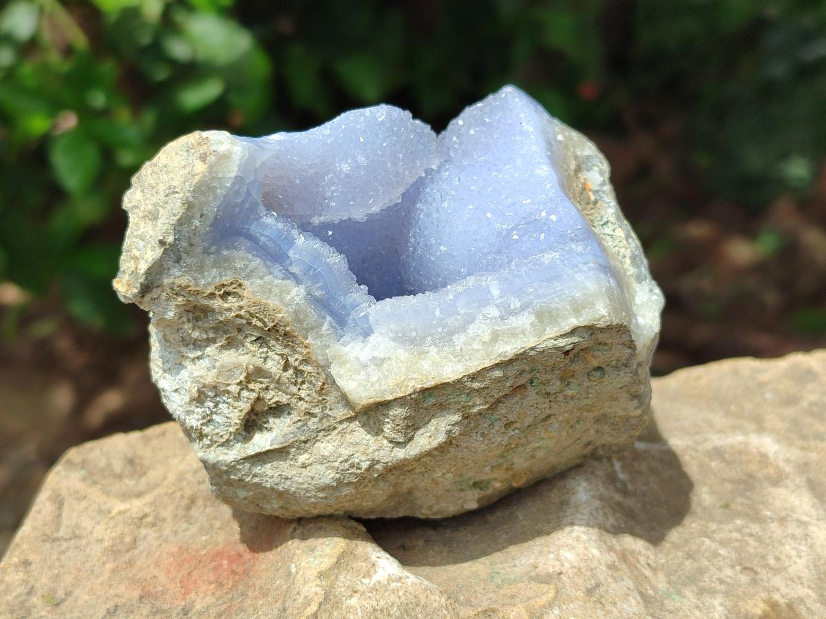 Natural Blue Lace Agate Geode Specimens x 3 From Nsanje, Malawi