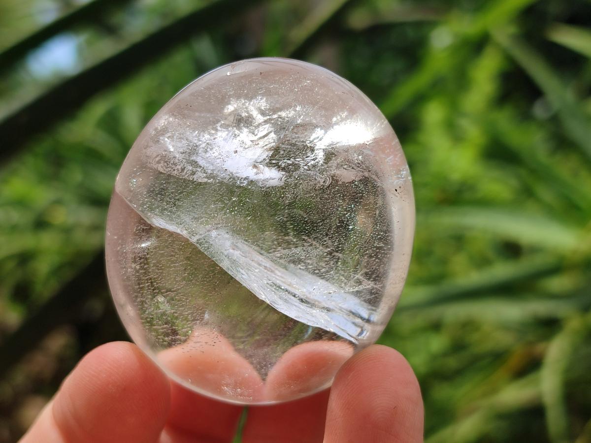 Polished Mix of Rock Crystal and Girasol Pearl Palm Stones x 15 From Ambatondrazaka Madagascar