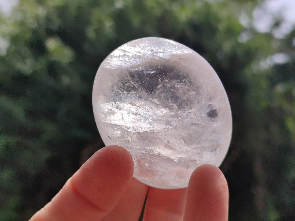 Polished Mix of Rock Crystal and Girasol Pearl Palm Stones x 15 From Ambatondrazaka Madagascar