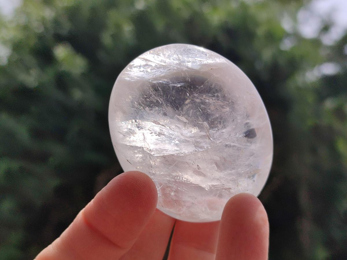 Polished Mix of Rock Crystal and Girasol Pearl Palm Stones x 15 From Ambatondrazaka Madagascar