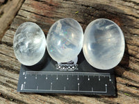 Polished Mix of Rock Crystal and Girasol Pearl Palm Stones x 15 From Ambatondrazaka Madagascar