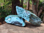 Natural Drusy Coated Chrysocolla With Malachite Crystals On Dolomite Specimens x 4 From Lupoto Mine, Congo
