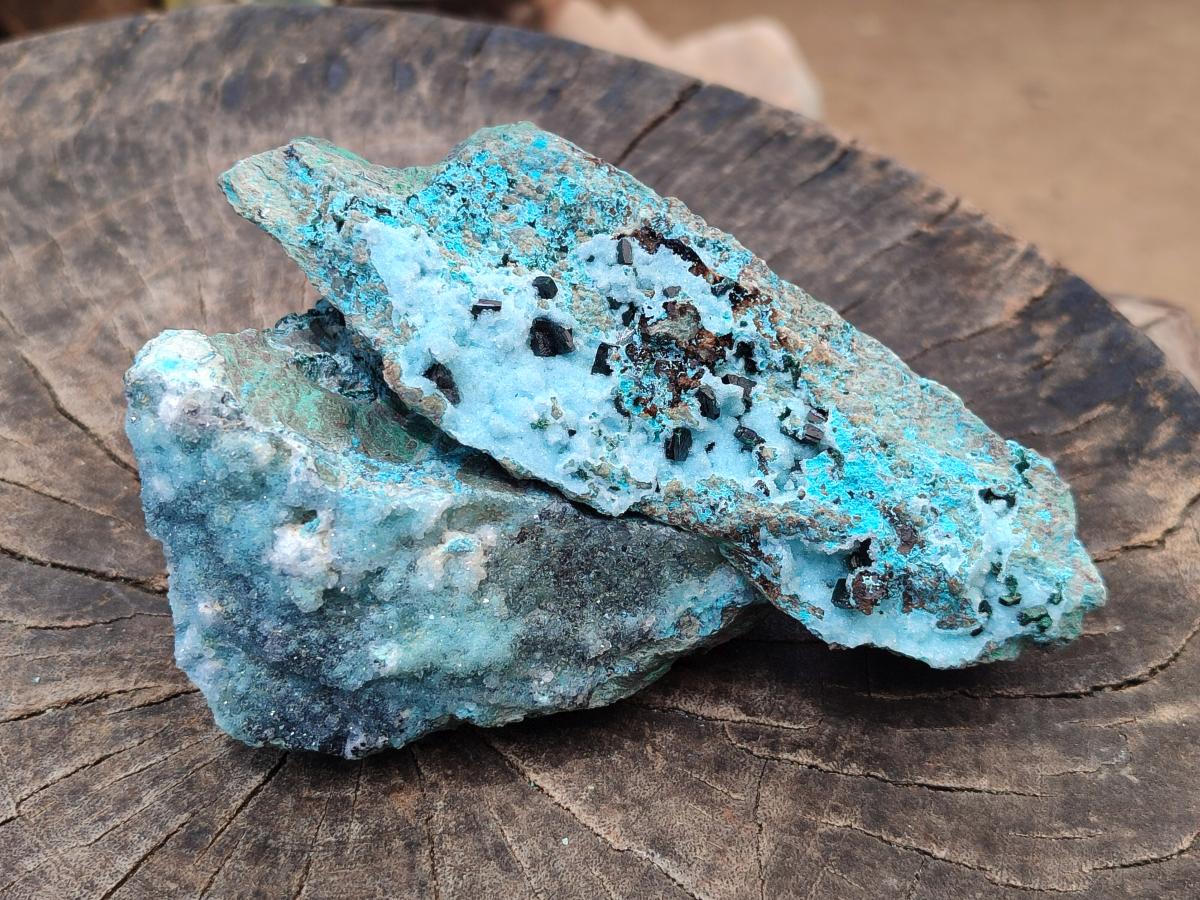 Natural Drusy Coated Chrysocolla With Malachite Crystals On Dolomite Specimens x 4 From Lupoto Mine, Congo