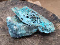 Natural Drusy Coated Chrysocolla With Malachite Crystals On Dolomite Specimens x 4 From Lupoto Mine, Congo
