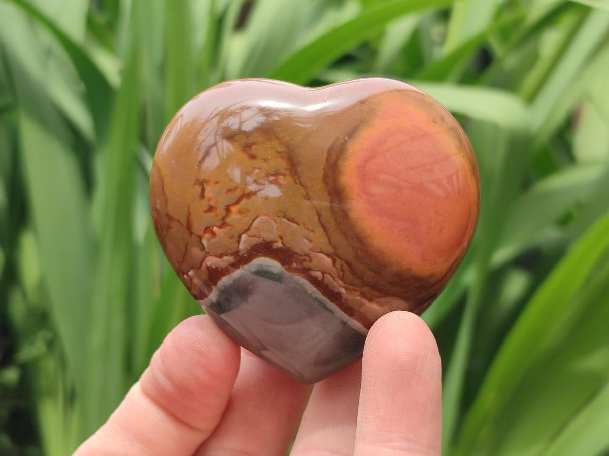 Polished Polychrome Jasper Hearts x 6 From NW Coast, Madagascar