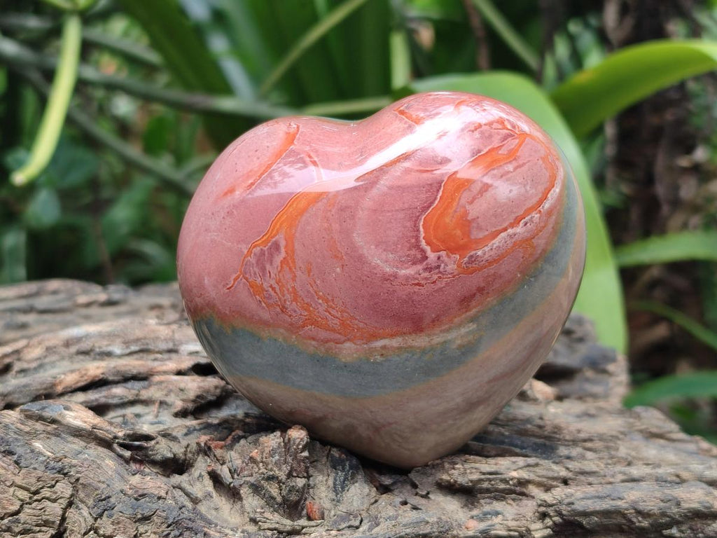 Polished Polychrome Jasper Hearts x 6 From NW Coast, Madagascar