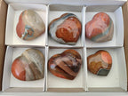 Polished Polychrome Jasper Hearts x 6 From NW Coast, Madagascar