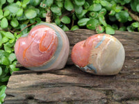 Polished Polychrome Jasper Hearts x 6 From NW Coast, Madagascar
