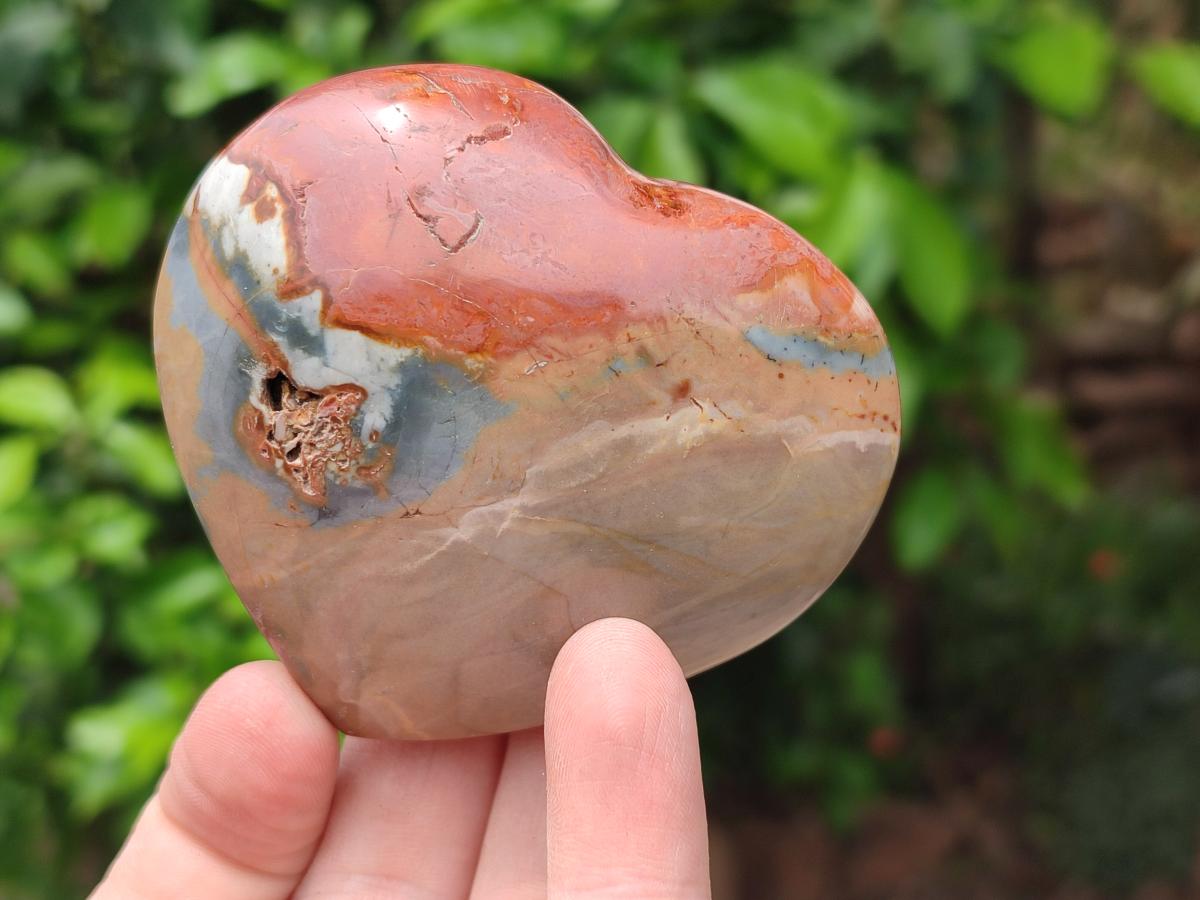Polished Polychrome Jasper Hearts x 6 From NW Coast, Madagascar
