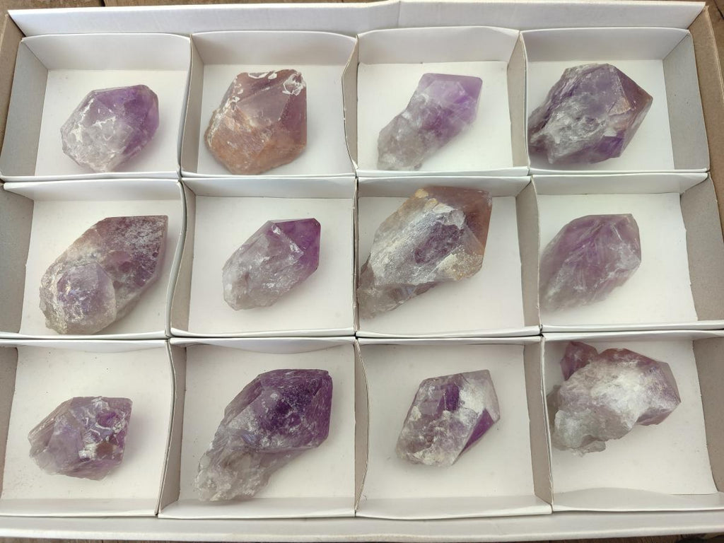 Natural Jacaranda Amethyst Single Crystals x 12 From Mumbwa, Zambia