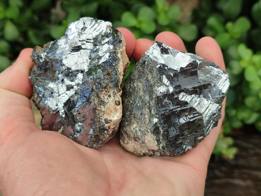 Natural Bright Silver Lead Galena Cobbed Specimens x 6 From Kaokoveld, Namibia