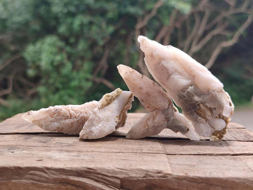 Natural Drusy Quartz Coated Spearhead Calcite Specimens x 35 From Albert's Mountain, Lesotho