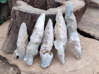Natural Drusy Quartz Coated Spearhead Calcite Specimens x 35 From Albert's Mountain, Lesotho