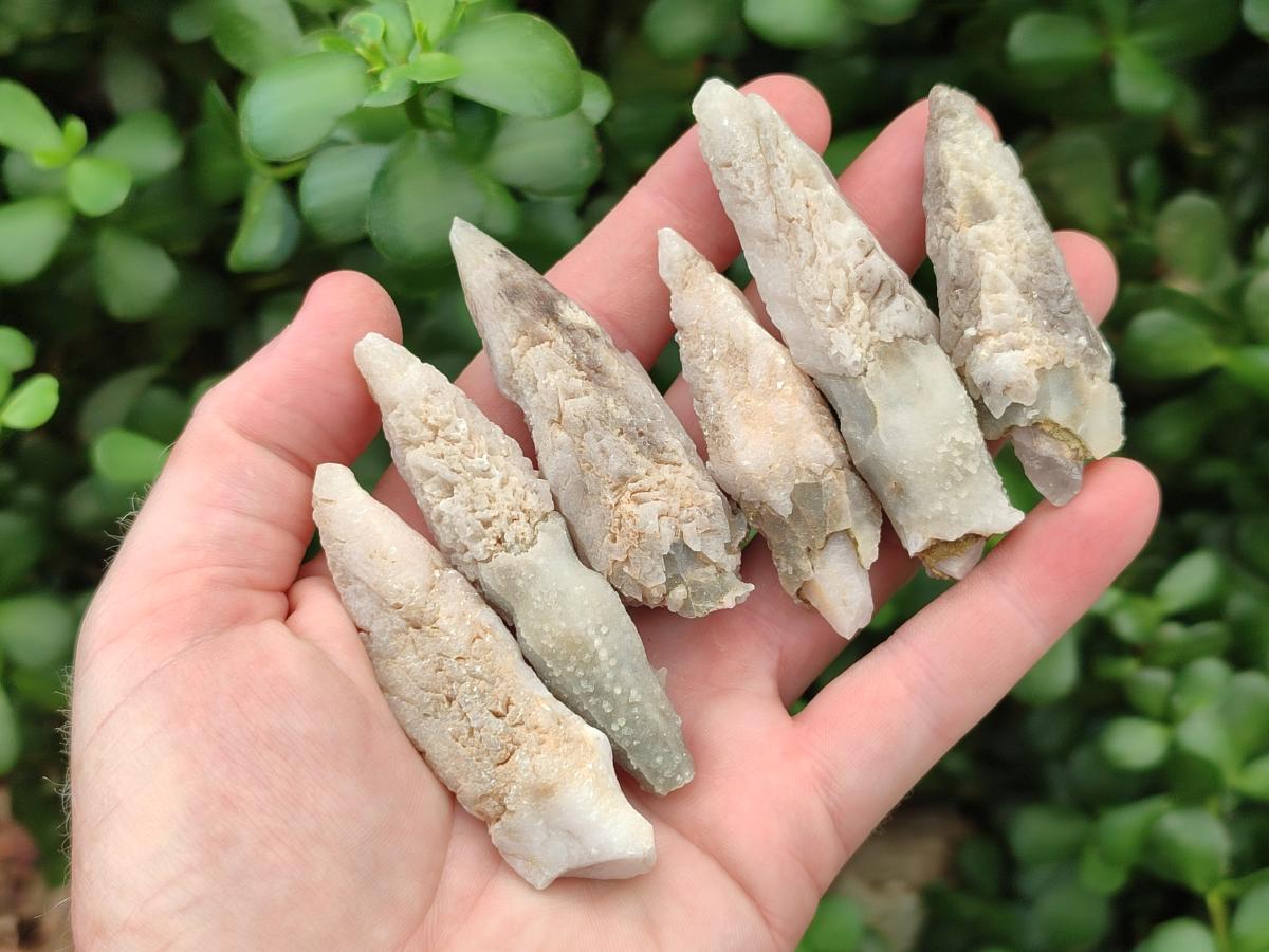 Natural Drusy Quartz Coated Spearhead Calcite Specimens x 35 From Albert's Mountain, Lesotho