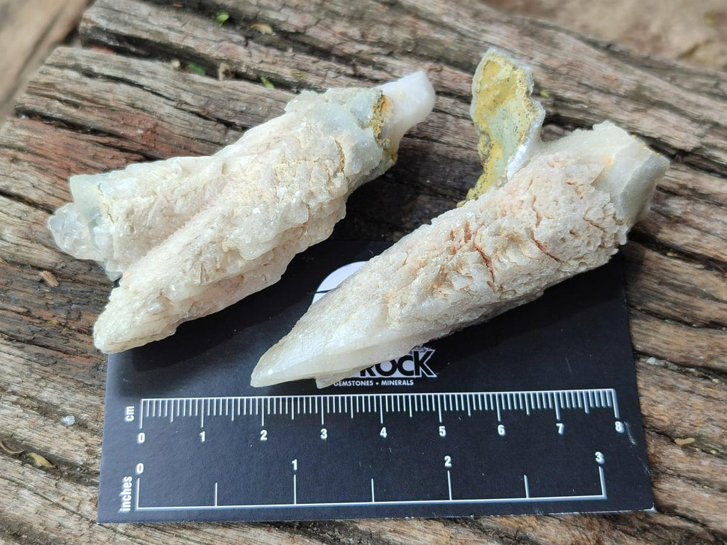 Natural Drusy Quartz Coated Spearhead Calcite Specimens x 35 From Albert's Mountain, Lesotho