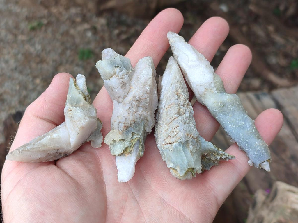 Natural Drusy Quartz Coated Spearhead Calcite Specimens x 35 From Albert's Mountain, Lesotho