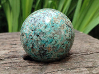Polished Amazonite and Schorl in Granite Spheres x 3 From Madagascar