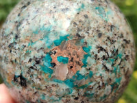 Polished Amazonite and Schorl in Granite Spheres x 3 From Madagascar