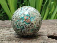 Polished Amazonite and Schorl in Granite Spheres x 3 From Madagascar