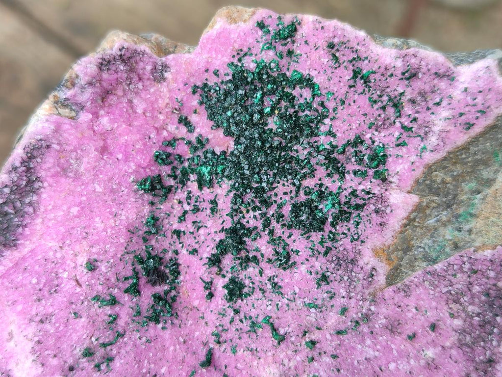 Natural Salrose Cobaltion Dolomite Specimens with Malachite x 3 From Kakanda, Congo