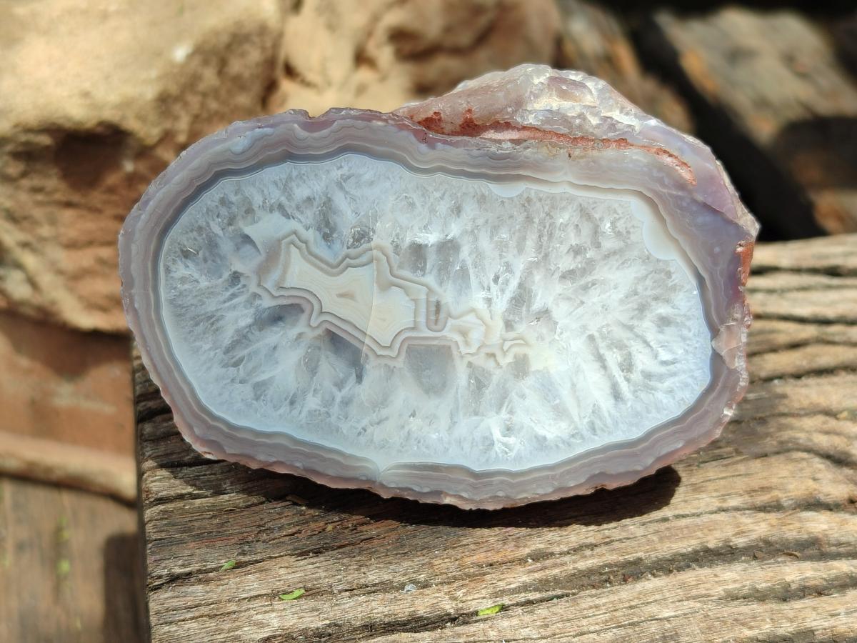 Polished On One Side Red Shashe River Agate Nodules x 4 From Shashe River, Zimbabwe