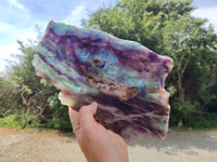 Polished Large Watermelon Fluorite Slice x 1 From Uis, Namibia