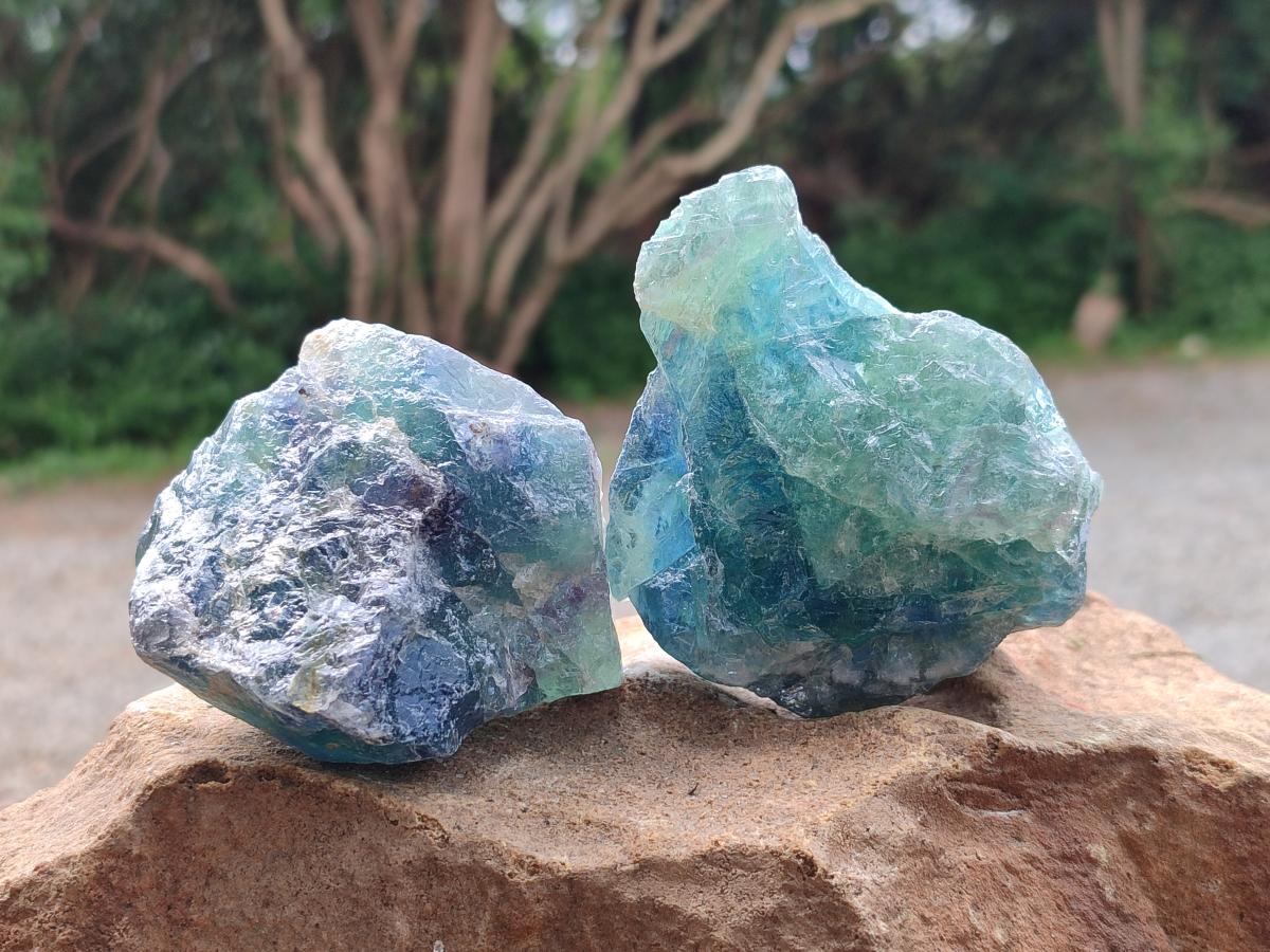 Natural Watermelon Fluorite Cobbed Specimens x 12 From Uis, Namibia
