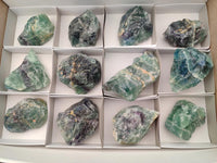 Natural Watermelon Fluorite Cobbed Specimens x 12 From Uis, Namibia