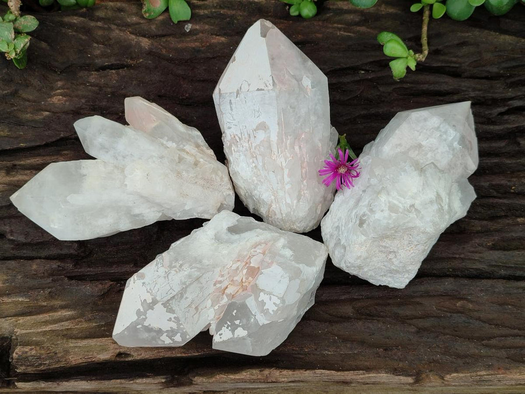 Natural Cascading Candle Quartz Clusters x 4 From Antsirabe, Madagascar