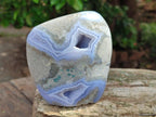 Polished Blue Lace Agate Standing Free Forms x 4 From Nsanje, Malawi