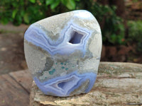 Polished Blue Lace Agate Standing Free Forms x 4 From Nsanje, Malawi
