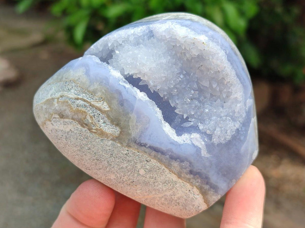 Polished Blue Lace Agate Standing Free Forms x 4 From Nsanje, Malawi