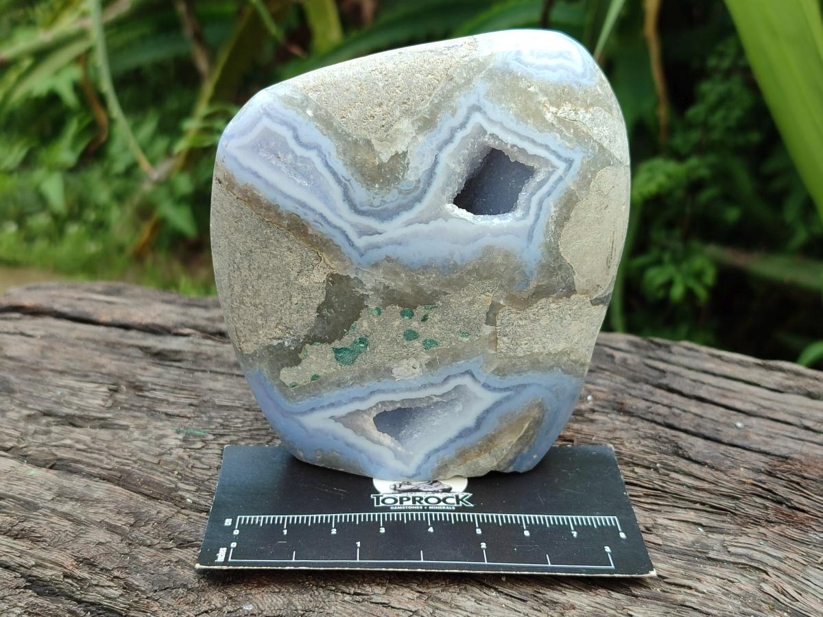 Polished Blue Lace Agate Standing Free Forms x 4 From Nsanje, Malawi