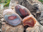 Polished On One Side Red Shashe River Agate Nodules x 35 From Shashe River, Zimbabwe