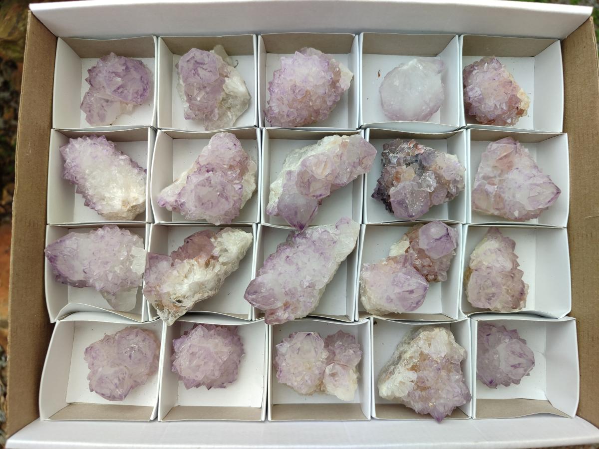 Natural Sunburst Amethyst Spirit Crystal Clusters x 20 From Boekenhouthoek, South Africa