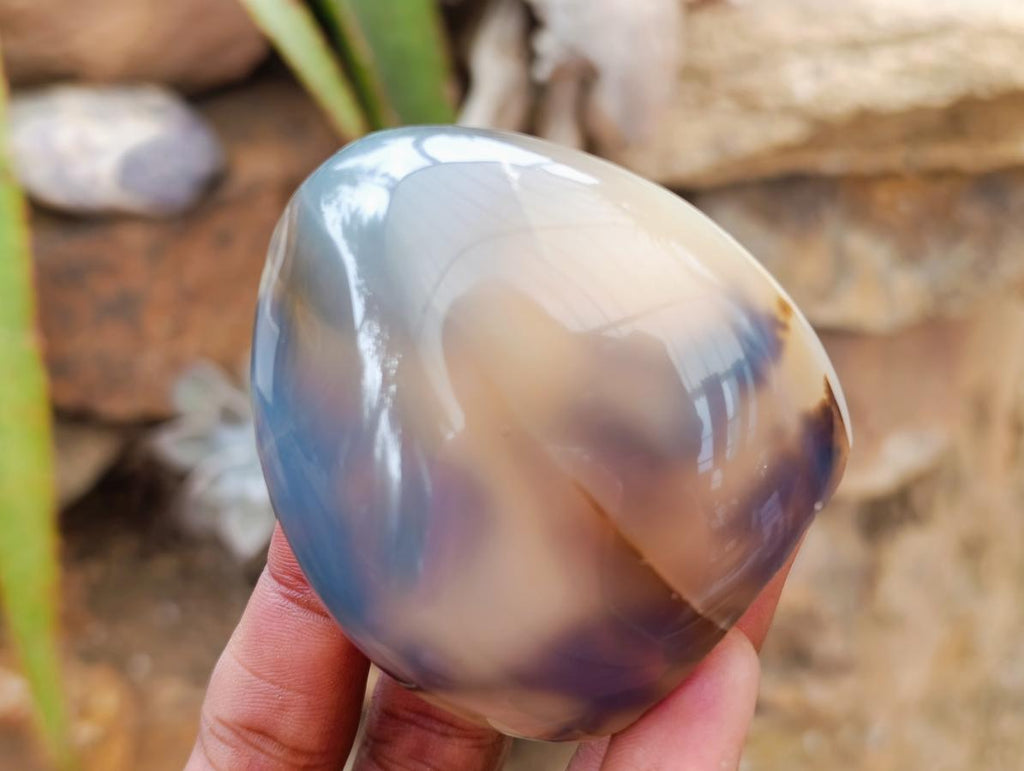 Polished Dendritic Agate Standing Free Forms x 6 From Moralambo, Madagascar