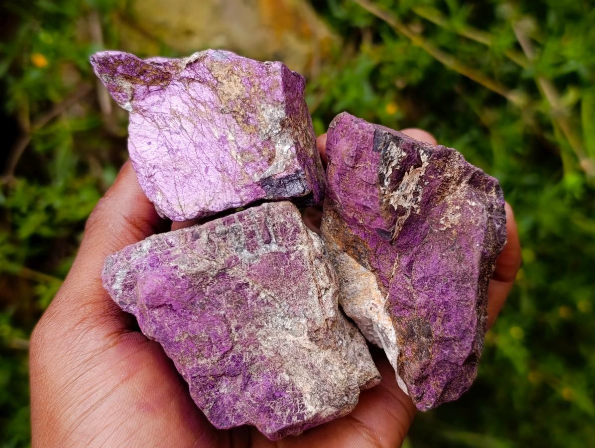 Natural Metallic Purpurite Specimens x 12 From Erongo, Namibia