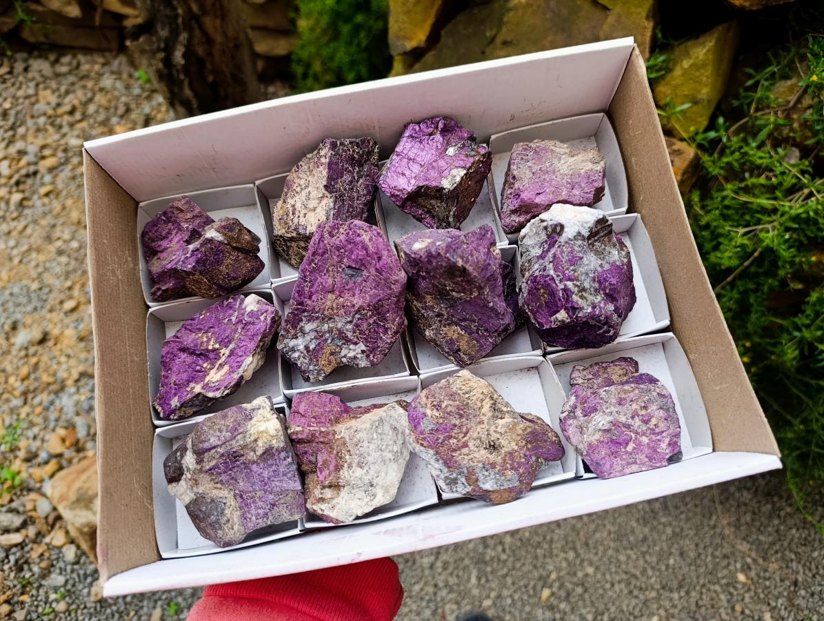Natural Metallic Purpurite Specimens x 12 From Erongo, Namibia