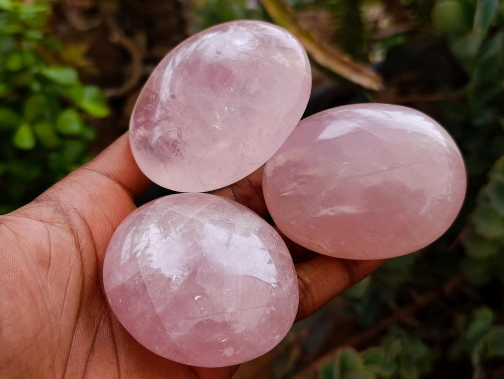 Polished Rose Quartz Palm Stones x 12 From Madagascar