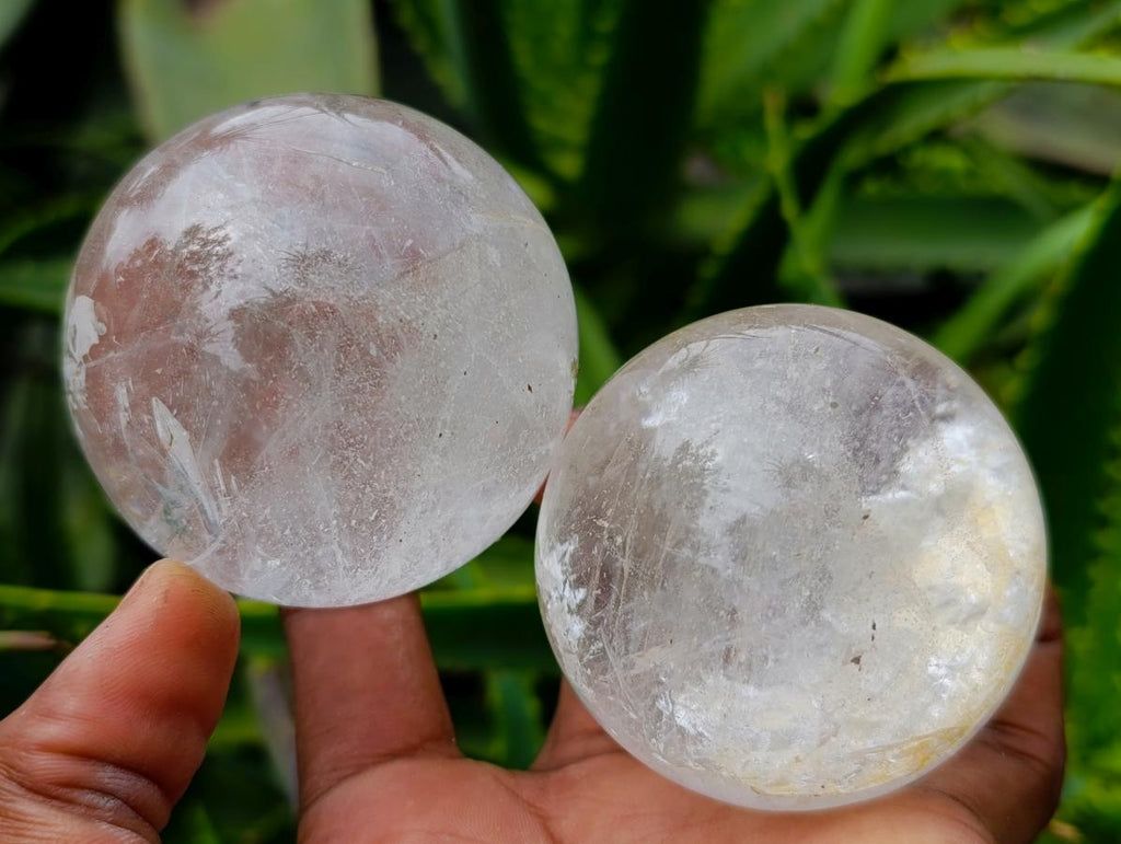 Polished Clear Quartz Crystal Balls x 3 From Madagascar