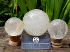 Polished Clear Quartz Crystal Balls x 3 From Madagascar
