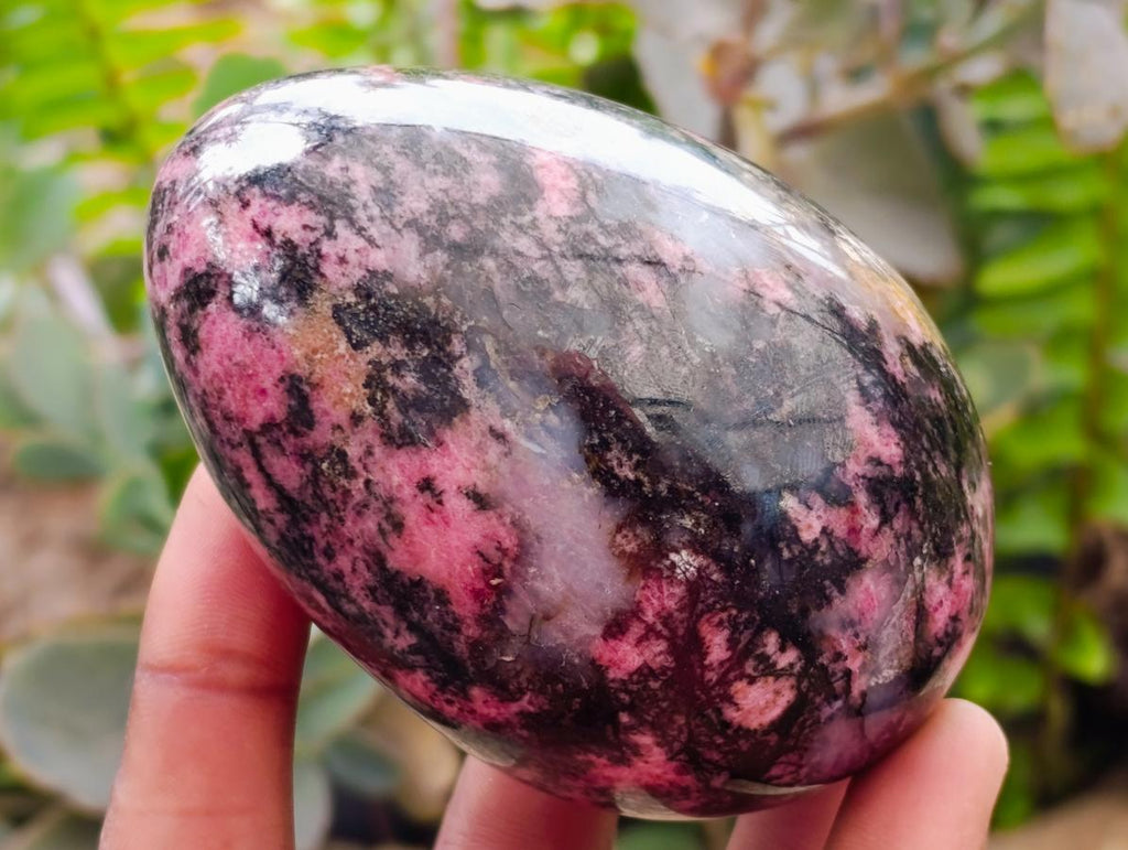 Polished Rhodonite Hearts and One Egg x 4 From Ambindavato, Madagascar