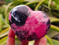 Polished Rhodonite Hearts and One Egg x 4 From Ambindavato, Madagascar
