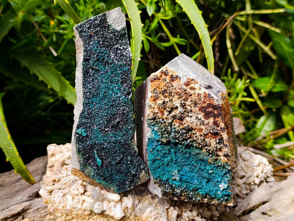 Natural Libethenite Crystals On Dolomite Matrix Specimens x 3 From Shituru, Congo