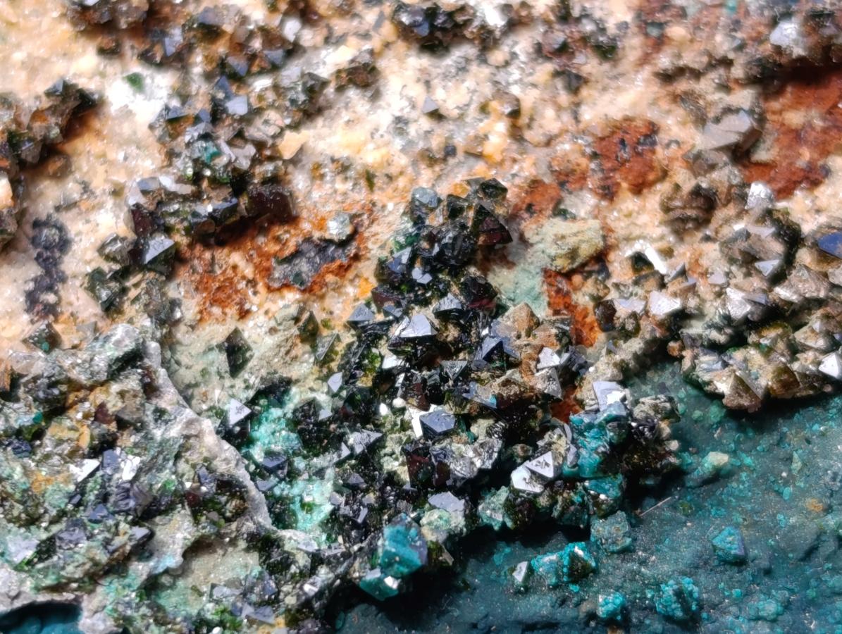 Natural Libethenite Crystals On Dolomite Matrix Specimens x 3 From Shituru, Congo