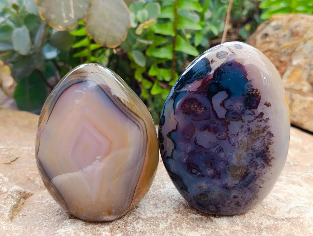 Polished Dendritic Agate Standing Free Forms x 6 From Moralambo, Madagascar